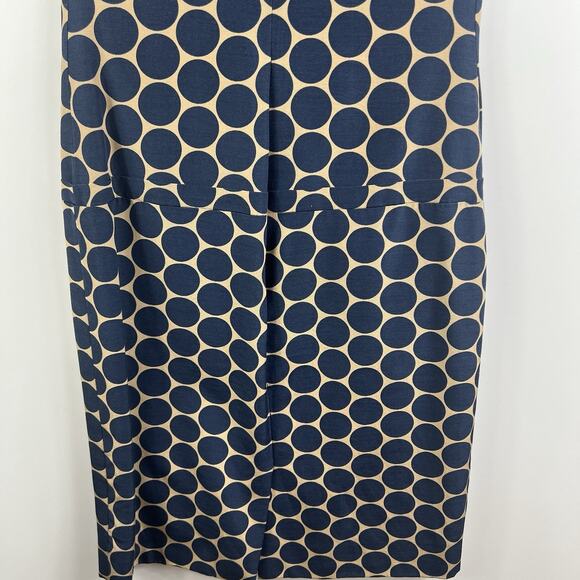 Lela Rose Tan Navy Polka Dot Sheath Dress Size 2 Drop Waist Classic Preppy Silk - Picture 8 of 13